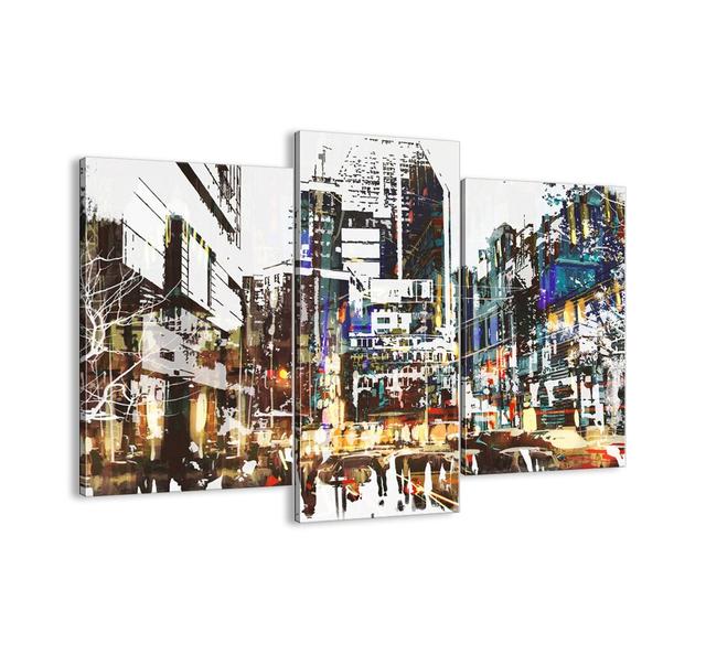 Twinkling City - 3 Piece Unframed Graphic Art Print Set on Canvas Brayden Studio Size: 100cm H x 130cm W x 1.8cm D on Productcaster.