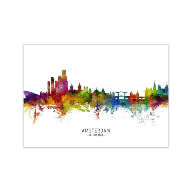 Amsterdam Netherlands Skyline by Michael Tompsett - Graphic Art Ebern Designs Size: 21cm H x 30cm W x 1cm D, Format: Unframed on Productcaster.