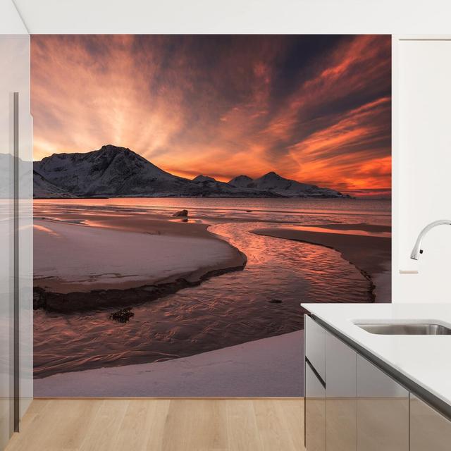 Golden Sunset 2.4m x 2.4m Textured Matte Peel & Stick Wall Mural East Urban Home Size: 288" L x 288" W on Productcaster.