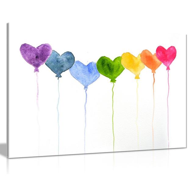 Watercolour Painting Hearts Bathroom Bedroom Canvas Wall Art Picture Print Panther Print Size: 61cm H x 91cm W on Productcaster.