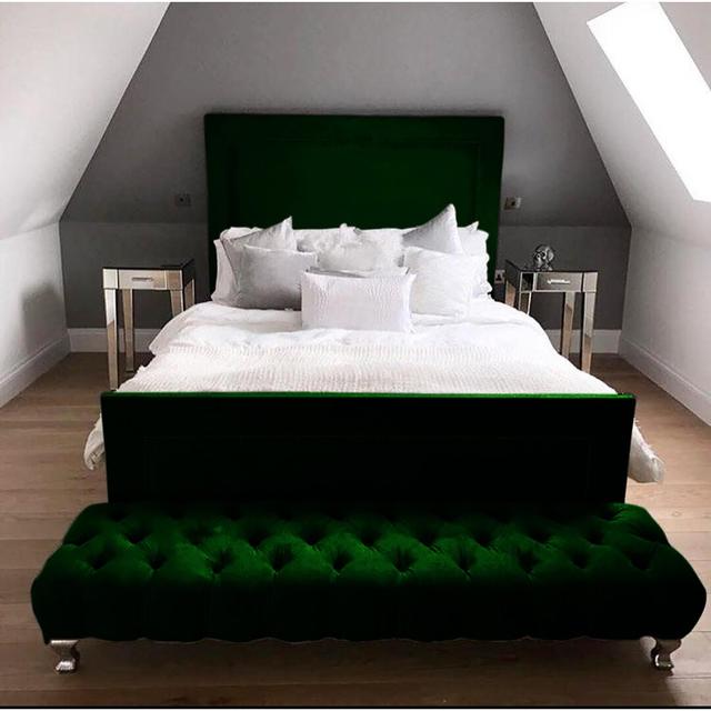 Brisco Upholstered Bed Frame Mercer41 Colour: Emerald, Size: Super King on Productcaster.