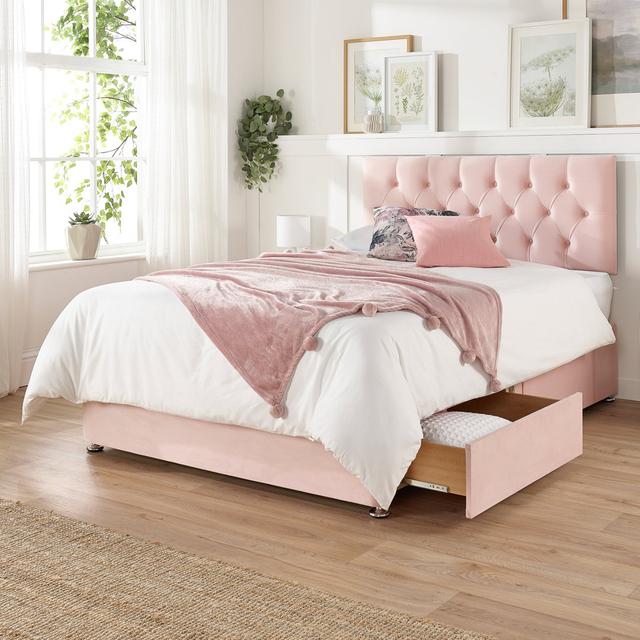 Nadyah Divan Bed Set Fairmont Park Colour: Rose, Storage Type: 2 Drawers, Size: Kingsize (5') on Productcaster.