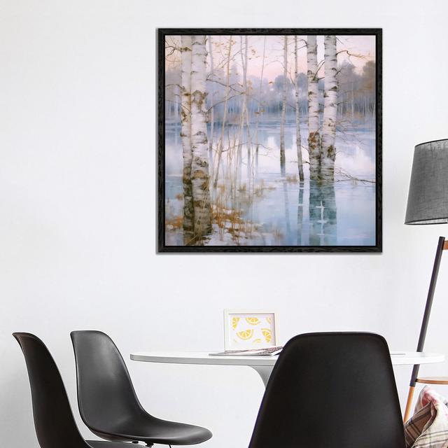 Wintry Birchwood by Steve Hunziker - Gallery-Wrapped Canvas Giclée on Canvas Gracie Oaks Size: 93.98cm H x 93.98cm W x 3.81cm D, Format: Black Floated on Productcaster.