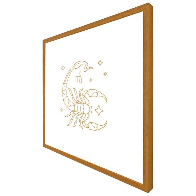 Zodiac Scorpio Horoscope in Gold and White - Single Picture Frame Art Prints Maturi Size: 41cm H x 41cm W x 4cm D, Frame Colour: Oak on Productcaster.