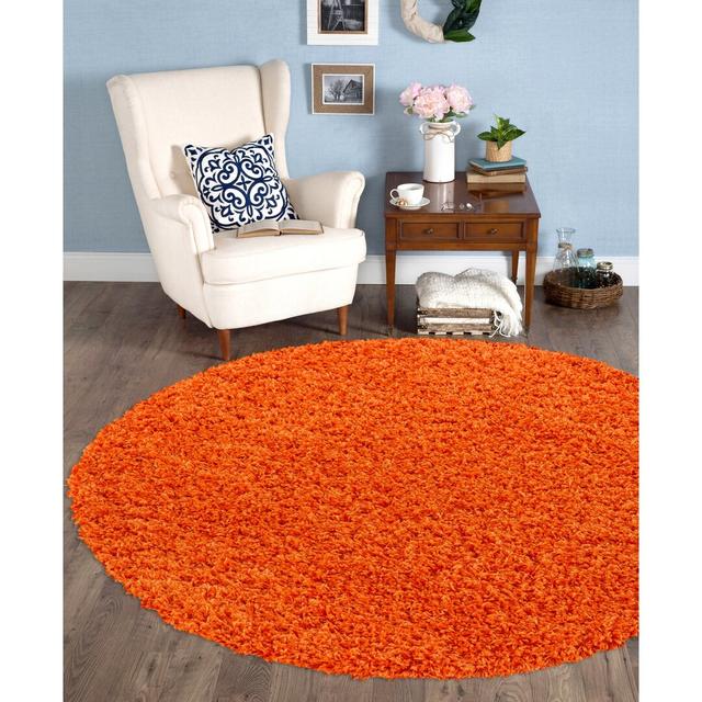 Round Ashwood Solid Colour Machine Woven 120X120 Orange Area Rug Fairmont Park on Productcaster.