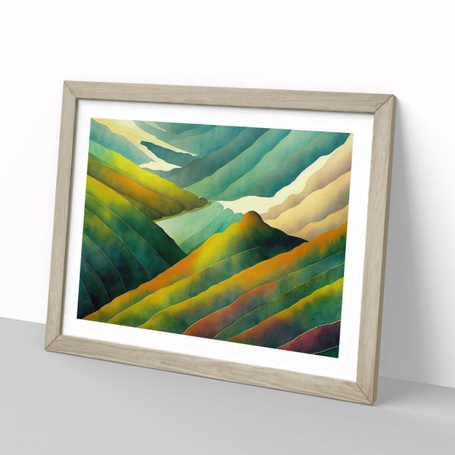 Rolling Mountain Range Vol.3 - Picture Frame Painting Alpen Home Size: 34cm H x 46cm W x 2cm D, Frame Colour: Oak on Productcaster.