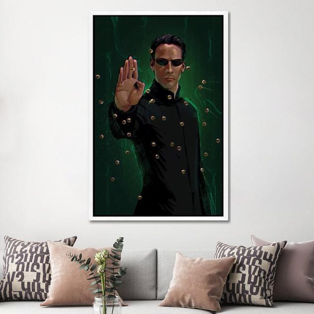 Neo by Nikita Abakumov - Graphic Art Print on Canvas Happy Larry Size: 152.4cm H x 101.6cm W x 3.81cm D, Format: White Framed Canvas on Productcaster.