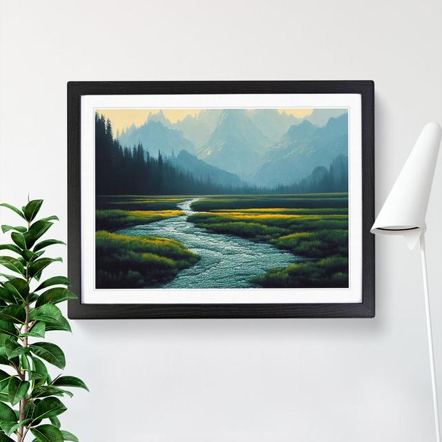 Forest River Path Vol.3 - Picture Frame Painting Alpen Home Size: 46cm H x 64cm W x 2cm D, Frame Colour: Black on Productcaster.