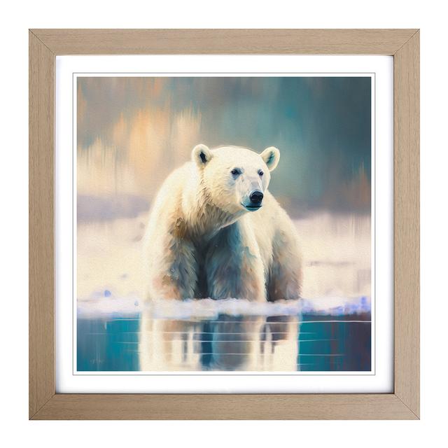 Polar Bear Impressionism - Single Picture Frame Print on Wood Alpen Home Frame Colour: Oak on Productcaster.