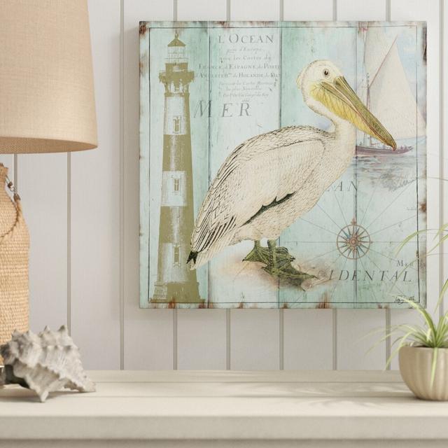 'La Mer Pelican' by Tre Sorelle Studios Graphic Art Print on Wrapped Canvas Highland Dunes Size: 45.72cm H x 45.72cm W on Productcaster.