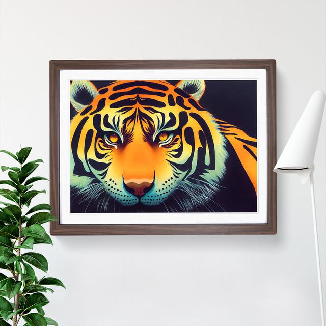 Interesting Tiger - Picture Frame Graphic Art Latitude Vive Size: 25cm H x 34cm W x 2cm D, Frame Colour: Walnut on Productcaster.