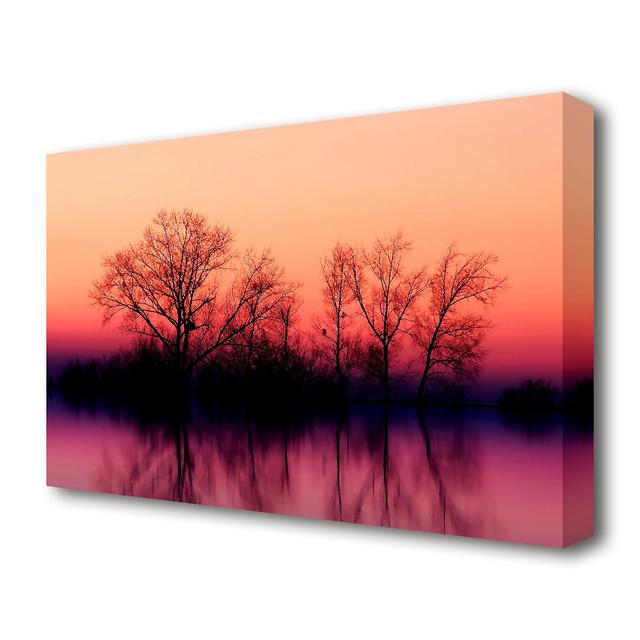 Trees At Dusk Lake - Photograph Print on Canvas East Urban Home Size: 35.6 cm H x 50.8 cm W on Productcaster.