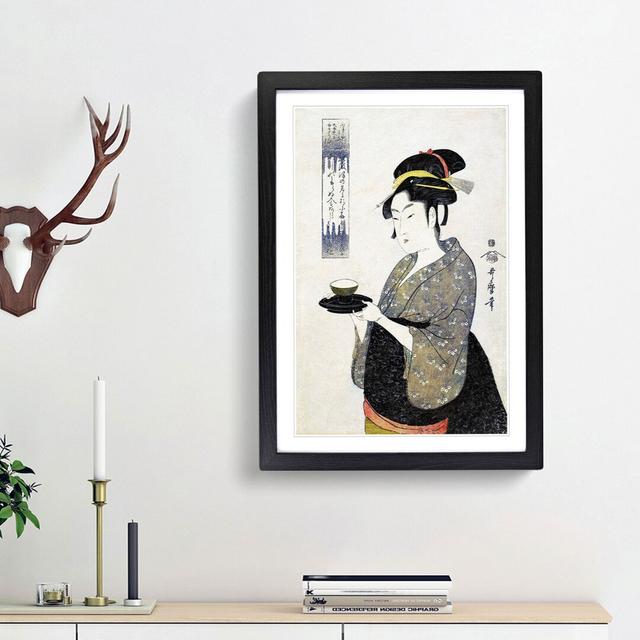 Serving Tea by Kitagawa Utamaro - Picture Frame Painting Print East Urban Home Frame Option: Black Framed, Size: 65cm H x 48cm W x 2cm D on Productcaster.