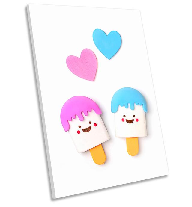 Ice Lolly Happy Hearts - Wrapped Canvas Graphic Art 17 Stories Size: 45.7cm H x 30.5cm W x 2cm D on Productcaster.