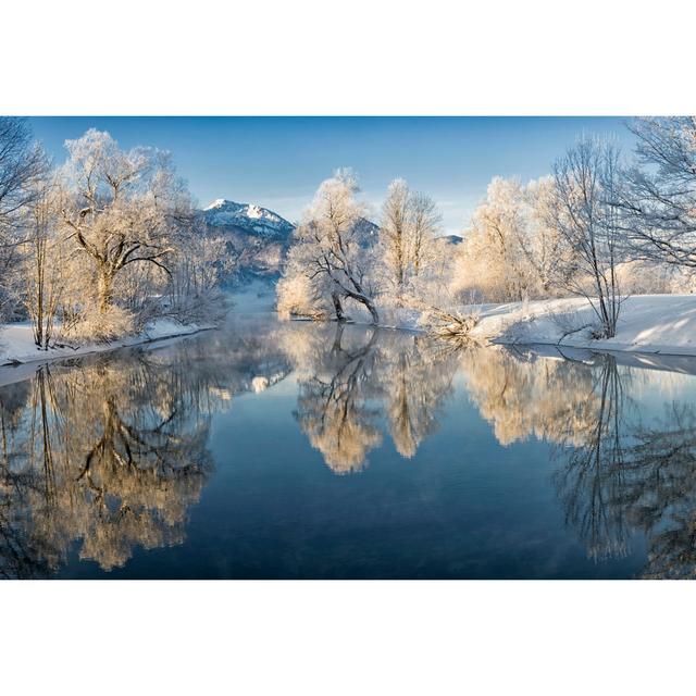 River Loisach In Winter by DieterMeyrl - Leinwandbild 17 Stories Größe: 50 cm H x 75 cm B on Productcaster.