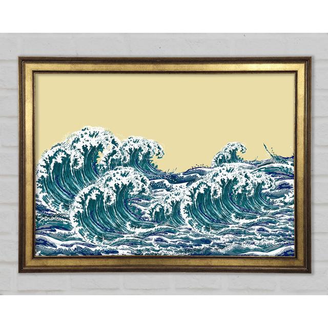 Waves On Yellow - Single Picture Frame Art Prints Highland Dunes Size: 29.7cm H x 42cm W x 1.5cm D on Productcaster.