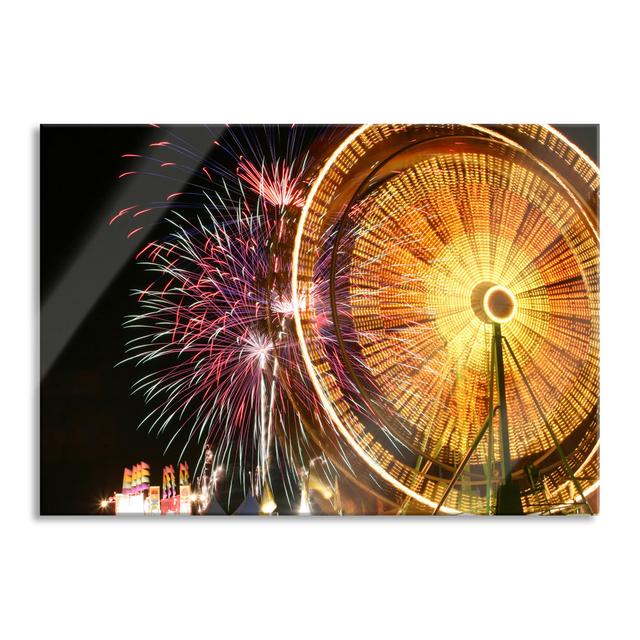 Glasbild Fair with Fireworks Brayden Studio Größe: 40 cm H x 60 cm B x 0,4 cm T on Productcaster.