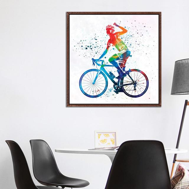 Woman Triathlon Cycling 03 by Paul Rommer - Floater Frame Gallery-Wrapped Canvas Giclée on Canvas Lark Manor Size: 93.98cm H x 93.98cm W, Frame Colour on Productcaster.