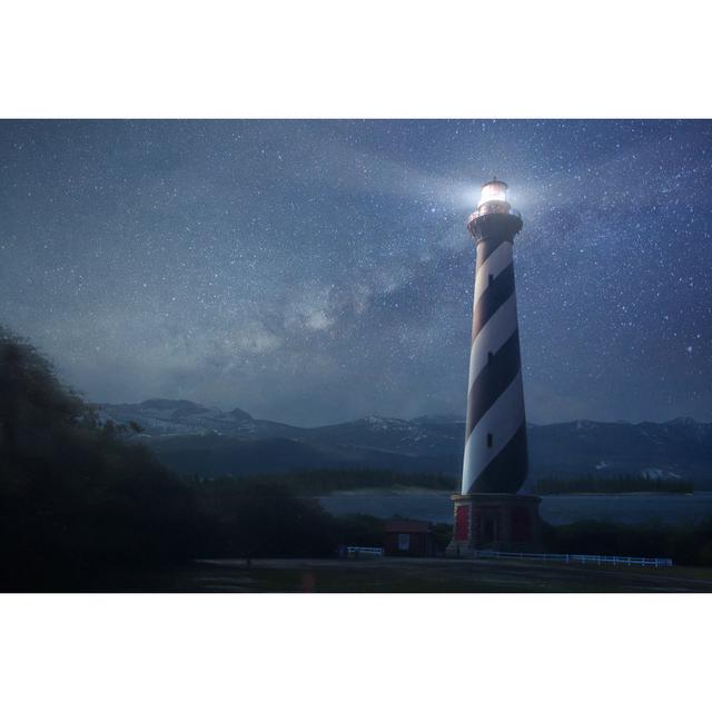 Lighthouse At Night by - on Breakwater Bay Size: 20cm H x 30cm W x 3.8cm D on Productcaster.