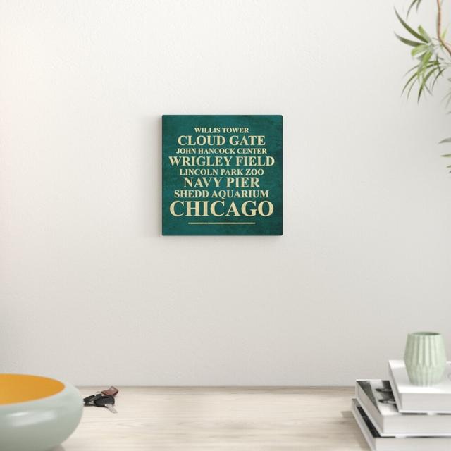 Chicago Landmarks - Typography Print East Urban Home Size: 60.96cm H x 60.96cm W x 3.81cm D, Format: Wrapped Canvas on Productcaster.