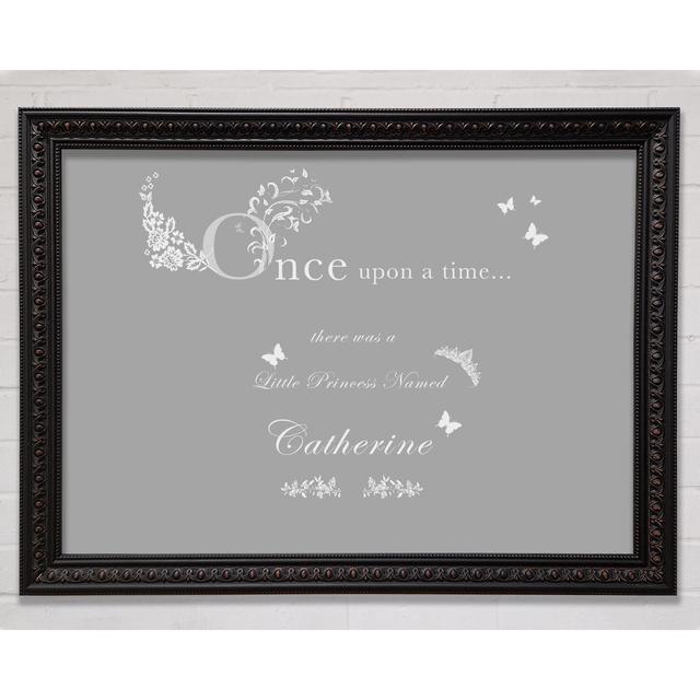 Once Upon a Time Your Name - Picture Frame Typography on Canvas August Grove Colour: White, Size: 21cm H x 29.7cm W x 3cm D, Format: Black Walnut Fram on Productcaster.