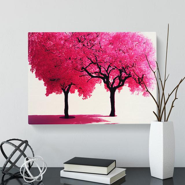 Powerful Cherry Blossom Trees - Wrapped Canvas Graphic Art Marlow Home Co. Size: 35cm H x 50cm W x 3cm D on Productcaster.