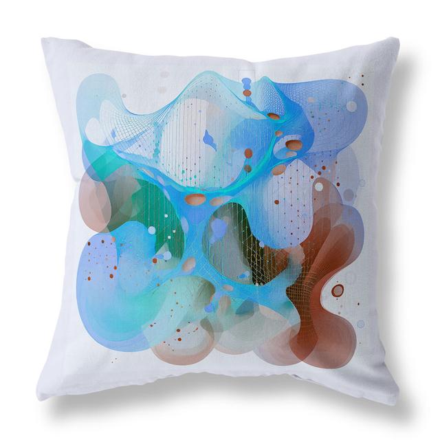 Whimsical Waves Indoor / Outdoor Abstract Square Kissen mit Füllung AmritaSen Farbe: Blau/Braun Abstrakt, Größe: 46 cm H x 46 cm B on Productcaster.