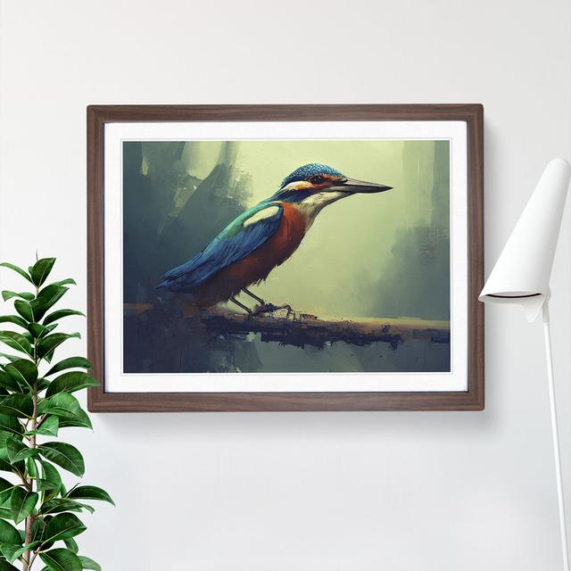 Kingfisher Bird Vol.3 - Picture Frame Painting Marlow Home Co. Size: 34cm H x 46cm W x 2cm D, Frame Colour: Walnut on Productcaster.