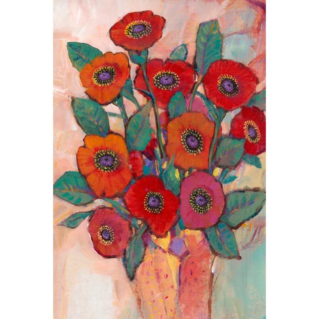 Poppies In A Vase II by Timothy O' Toole - Wrapped Canvas Painting Marlow Home Co. Size: 30cm H x 20cm W x 3.8cm D on Productcaster.