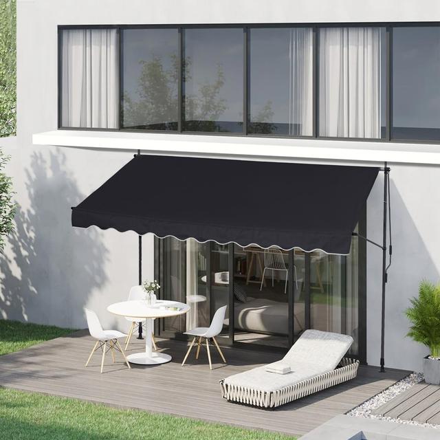 Dakota Fields 120cm W Polyester Cover Retractable Patio Awning Dakota Fields Colour: Black, Size: 300" H x 120" W x 8.7" D on Productcaster.