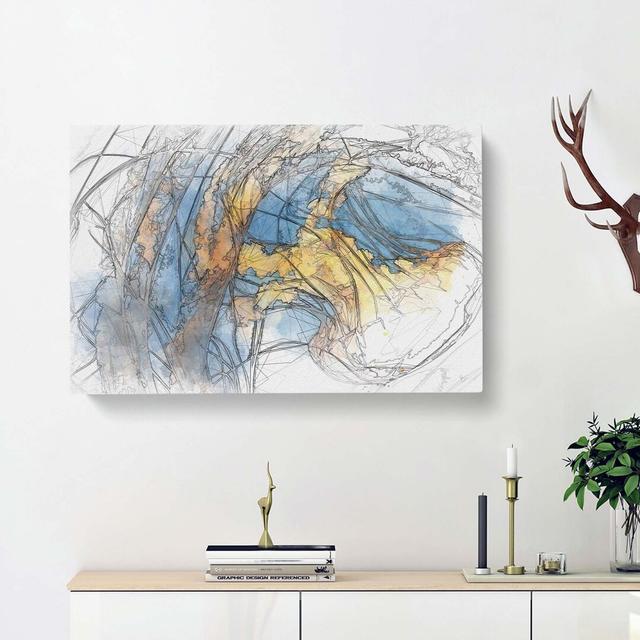 Yellow Jellyfish In Abstract - Wrapped Canvas Print East Urban Home Size: 40cm H x 60cm W x 3cm D on Productcaster.