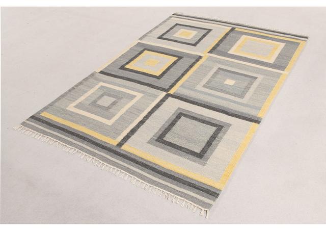 Square Handmade Kilim Grey Rug Bloomsbury Market Rug Size: Rectangle 100 x 160cm on Productcaster.