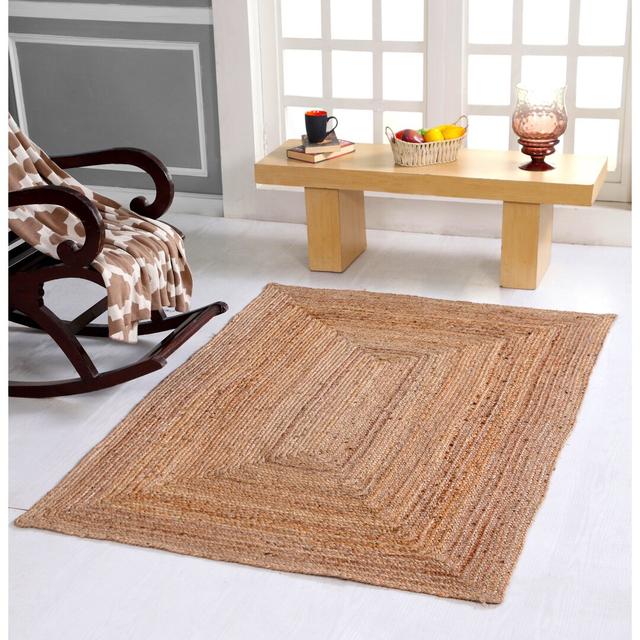 Gemini Hand Braided Beige Jute Rug 17 Stories Rug Size: Rectangle 120 x 180cm on Productcaster.