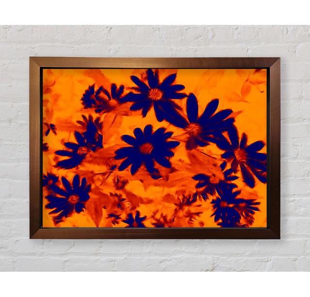 Purple On Orange Flowers - Single Picture Frame Art Prints Bright Star Size: 100cm H x 141.4cm W on Productcaster.