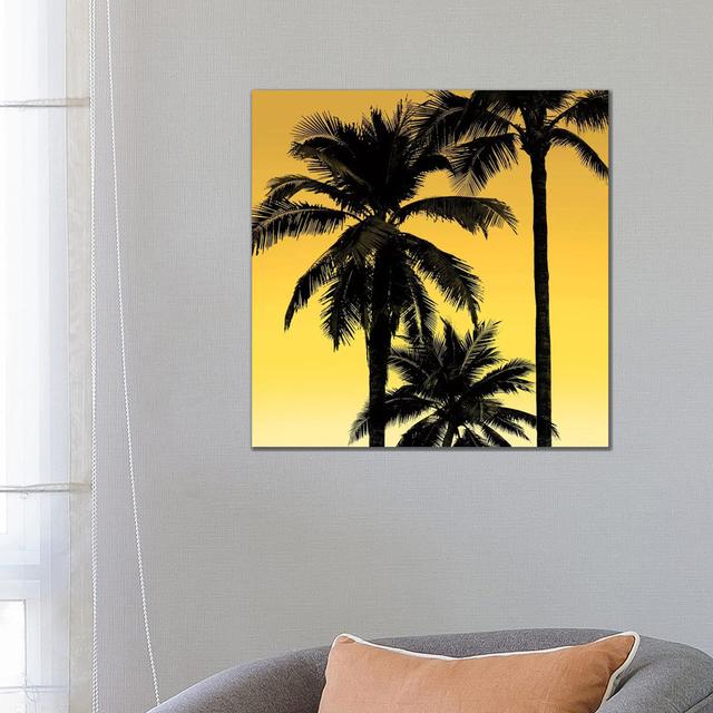 Palms Black On Yellow I by Mia Jensen - Wrapped Canvas Print 17 Stories Size: 66.04cm H x 66.04cm W x 3.81cm D on Productcaster.