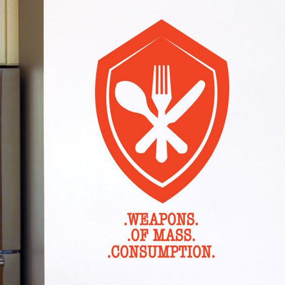 Weapons of Mass Consumption Wall Sticker East Urban Home Colour: Orange, Size: Large on Productcaster.