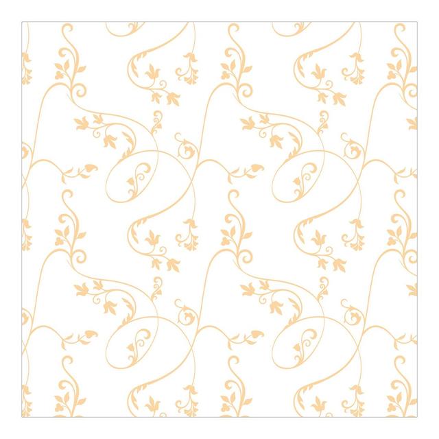 Flower Pattern Ivy Vines Semi-Gloss Wall Mural East Urban Home Materialqualität: Premium (150g/m²), Colour: White/Light orange, Size: 3.36m x 336cm on Productcaster.