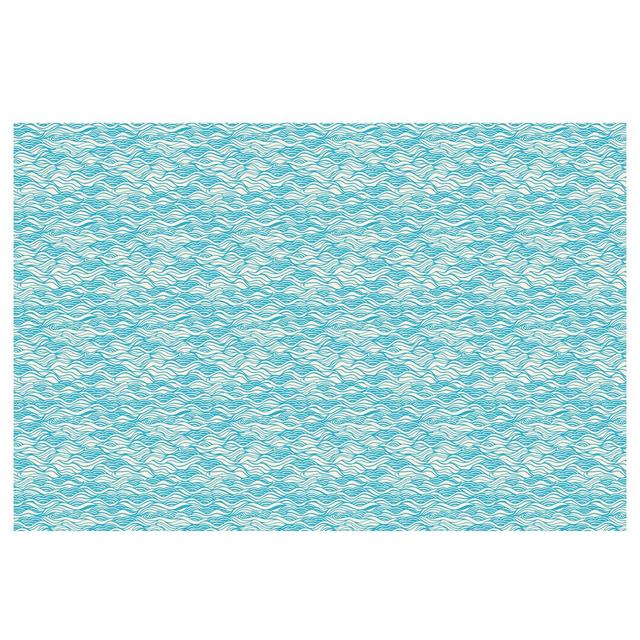 Dreaming of Waves Semi-Gloss Wallpaper Roll East Urban Home Colour: White/Blue, Size: 4.8m x 320cm, Material quality: Premium (150g/m²) on Productcaster.