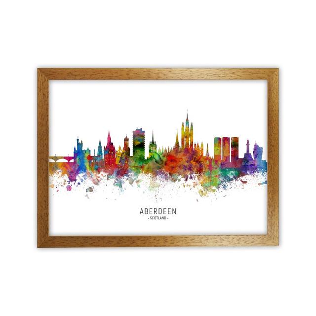 Aberdeen Scotland Skyline by Michael Tompsett - Print Ebern Designs Size: 64cm H x 88cm W x 3cm D, Format: Brown Framed on Productcaster.