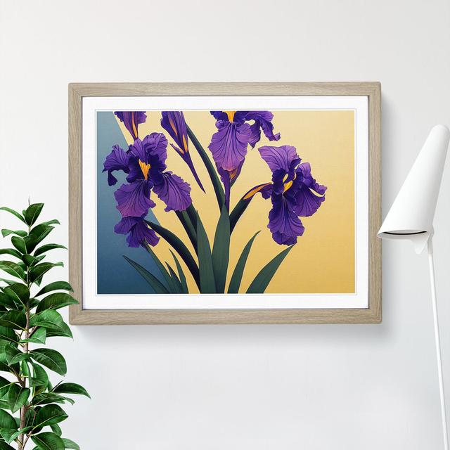 Dazzling Iris Flowers - Single Picture Frame Print ClassicLiving Size: 46cm H x 64cm W x 2cm D, Frame Colour: Oak on Productcaster.