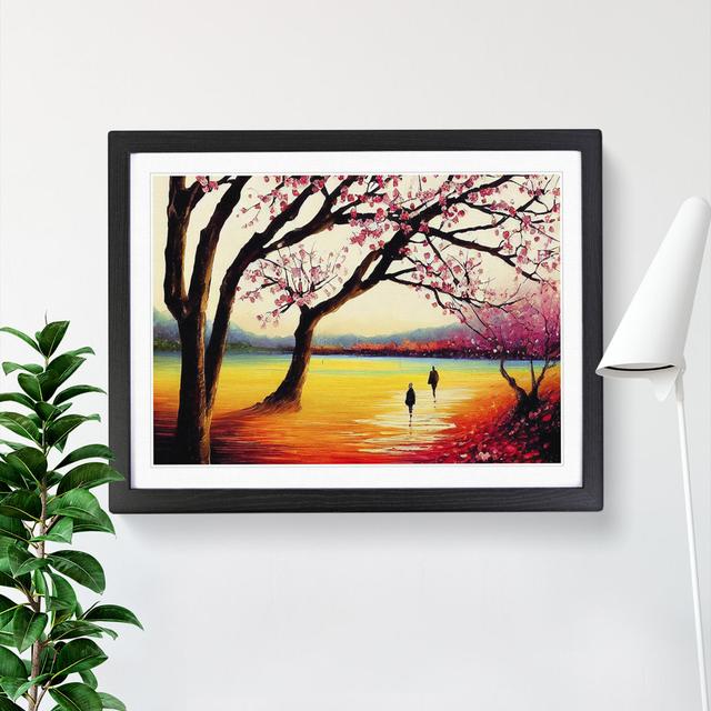 Cherry Blossom Tree Park Vol.5 - Picture Frame Painting Marlow Home Co. Size: 34cm H x 46cm W x 2cm D, Frame Colour: Black on Productcaster.