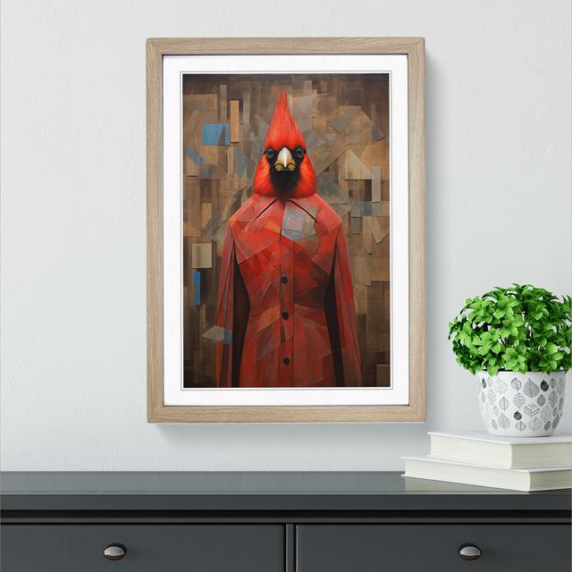 Cardinal Bird Dadaism Happy Larry Size: 64cm H x 46cm W x 2cm D, Format: Oak Framed on Productcaster.