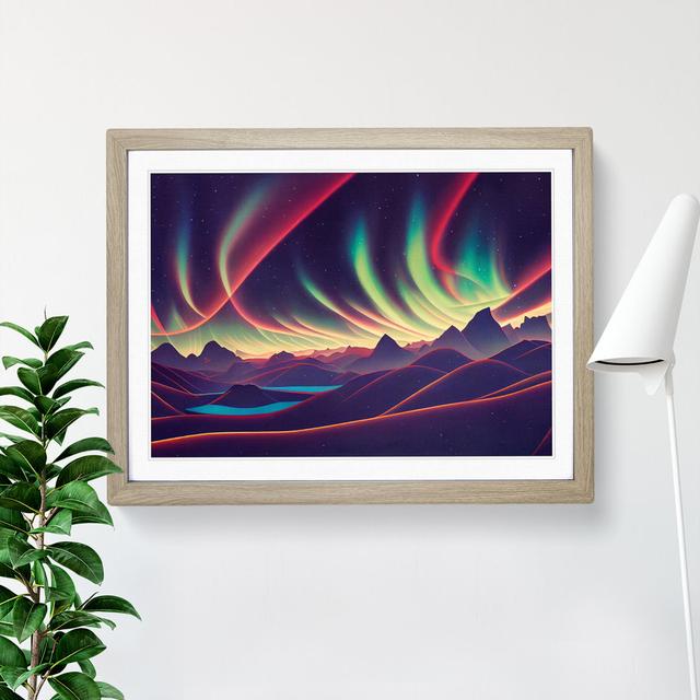 Alluring Northern Lights - Picture Frame Graphic Art Alpen Home Size: 25cm H x 34cm W x 2cm D, Frame Colour: Oak on Productcaster.