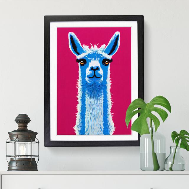 Llama Pop Art - Picture Frame Print Big Box Art Size: 46cm H x 34cm W x 2cm D, Format: Oak on Productcaster.