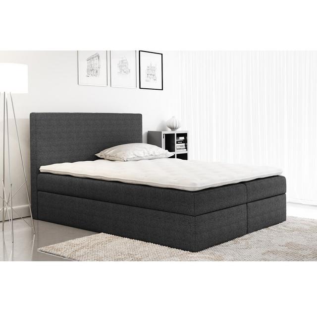 Boxspringbett Baenicle mit Topper und Bettkasten Brayden Studio Farbe: Schwarz, Matratzenhärte: H3, Größe: 160 x 200 cm on Productcaster.