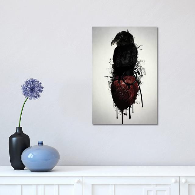 Raven and Heart Grenade by Nicklas Gustafsson - Wrapped Canvas Painting ClassicLiving Size: 45.72cm H x 30.48cm W x 1.9cm D on Productcaster.