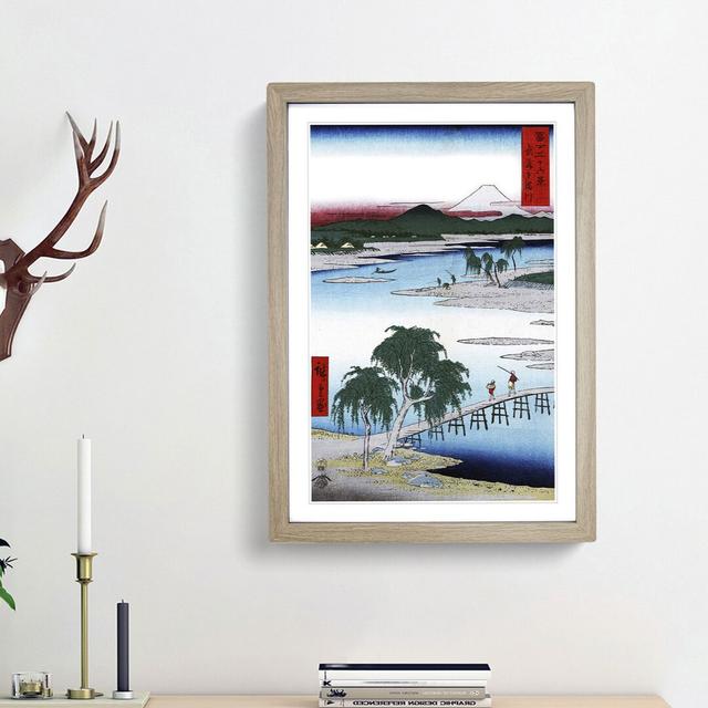 The Tama River by Utagawa Hiroshige - Picture Frame Painting Print East Urban Home Size: 65cm H x 48cm W x 2cm D, Frame Option: Oak Framed on Productcaster.