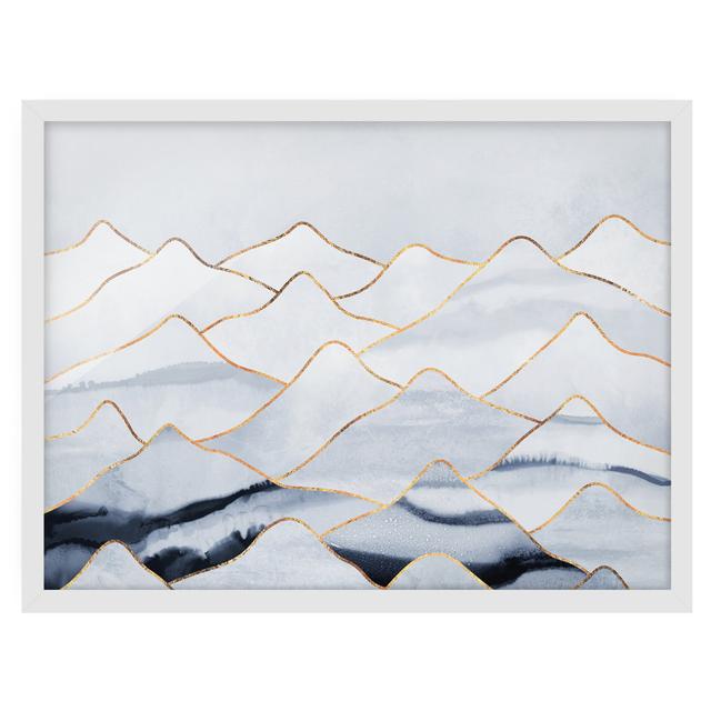 Watercolour Mountains White Gold - Picture Frame Graphic Art Canora Grey Frame Option: White Framed, Size: 50cm H x 70cm W x 2cm D on Productcaster.