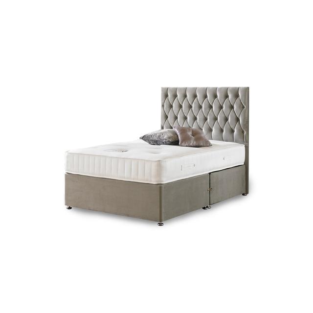 Asia Coilsprung Divan Bed Set Fairmont Park Size: Super King (6'), Storage Type: 4 Drawers, Colour: Slate Grey Linen on Productcaster.