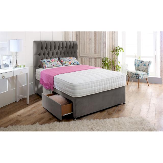 Chesterfield Divan Base 17 Stories Storage Type: 4 Drawers, Size: Small Double (4'), Colour: Silver on Productcaster.